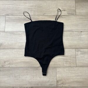 Allsaints Tank Top Black Bodysuit Spaghetti Strap Cotton Moto Thong Womens 8